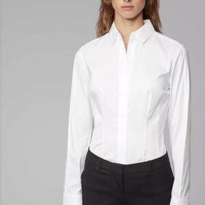 Boss White Long Sleeve Button-Up Shirt